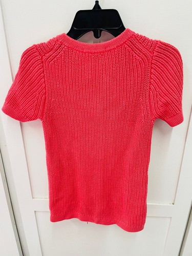 Crewcuts J Crew Girl’s Sz 8 Snap Front Cardigan Sweater Coral Color Short Sleeve - Picture 6 of 6