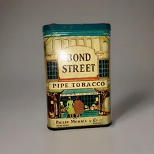 Vtg Philip Morris Bond Street Pipe Tobacco Vertical Pocket Tin W/Org Tax Stamp