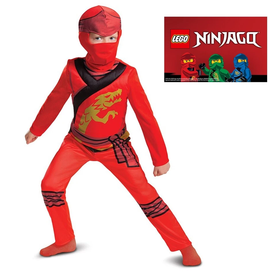 PARTYXPEOPLE Karneval Kostüm Kinder Lego Ninjago Kai Overall Gr. M ( 7 - 8 Jahre )