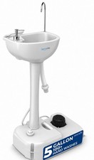 SereneLife Portable Hand Wash Sink Station w/Foot Pump 5 Gallon 19L, White