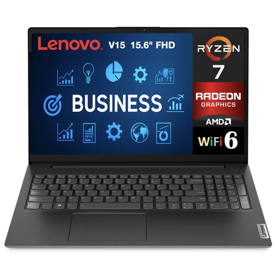 Portátil Lenovo V15 15.6" FHD AMD Ryzen 7 7730U 2.0 GHz 12GB 512GB SSD W11P, BK