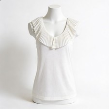 Banana Republic Cream Ruffle Sleeveless Semi Sheer Poly Blouse Size XS