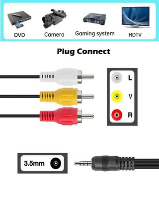 Audio Video AV Cable Cord For Hitachi & Sharp Viewcam Camera