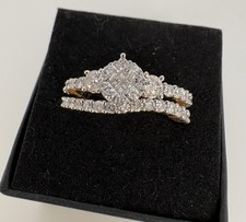 14ct Gold Diamond Bridal Set 1.25ct Engagement Ring & Eternity Ring Boxed