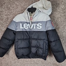 Levis Hooded Full Zip Puffer Jacket Size S Youth 8-10 Yrs