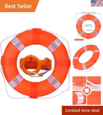 Durable 50cm Pool Throw Ring Buoy with Lifesaving Rope - Safety & Style Combined