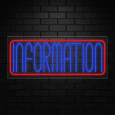 Information Neon Sign for Retail Displays | LED Flex Neon | 32"W x 13"H x 1"D