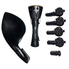 Carved Violin Parts Fittings Tailpiece Pegs with Engrave violin player 4/4