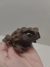 Vintage Japanese Cryptomeria Sugi Frog Hand Carved Cedar Wooden Toad