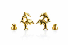 14k Yellow Gold Double Dolphin Stud Earrings
