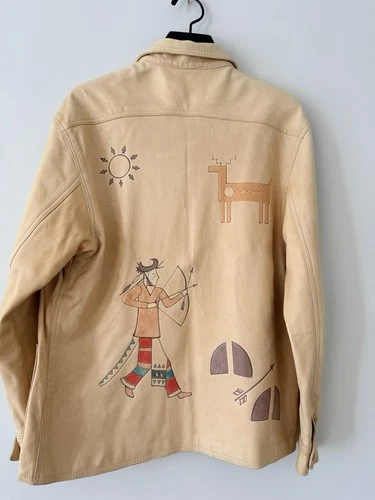 VTG 80s Ralph Lauren Country Hand Painted Leather Jacket Authentic Dry Goods USA image 10