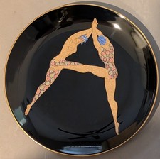 ERTE The Alphabet A 1986 9" Art Deco Bone China Mikasa Plate A3202 Japan Mint