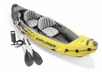 Intex Boot K2 Kajak Kayak aufblasbares Kanu-Set 2 Personen + Ruder & Luftpumpe