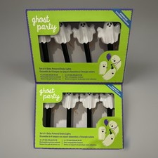 Ghost Party 8 Solar Powered Stake Lights 10 In Halloween Outdoor Decoration RARE