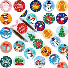 1000 Pcs Christmas Stickers Roll 1 Inch Winter Xmas Holiday Seals