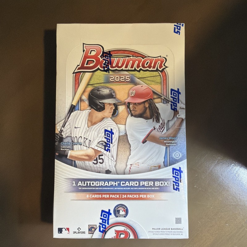 2025 Bowman Baseball Factory Sealed Hobby Box 24 Packs 1 Autograph Per Box
