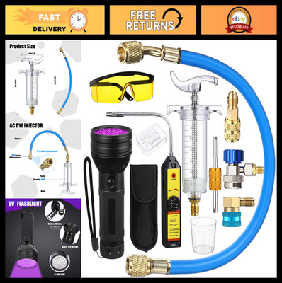 8 Pcs Refrigerant Leak Detector Kit R1234yf R134a R410a with UV Dye Injector & T