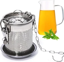 Large Tea Infuser for Loose Leaf Tea with Drip Tray, Stainless Steel 10oz Tea Pi