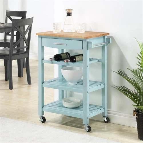 Pemberly Row Butcher Block Kitchen Cart - Thumbnail 2