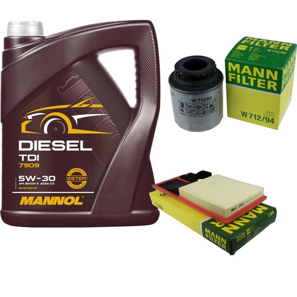 Mann Inspektionspaket 5L Mannol Diesel TDI 5W-30 FüR Skoda Roomster 1.6 Fabia II-image