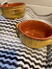 De Silva Yellow and Orange Terracotta Onion Soup Bowls set of two