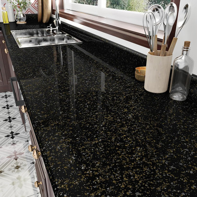 Black and Gold Granite Marble Contact Paper Peel and Stick Wallpaper Countertops