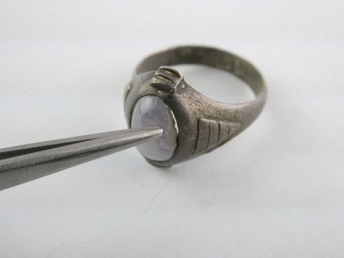 Vintage Unmarked Sterling Silver Pale Blue Star Sapphire Ring AS IS GEM Sz 7.25 - Picture 8 of 17