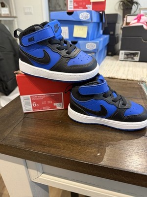 Size 6 (GS) - Nike Court Borough 2 Mid Black Game Royal
