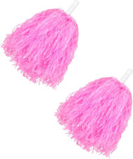 2 Pcs Cheerleading Pom Poms with Handle for Girl Team Spirit Sports Games Dance