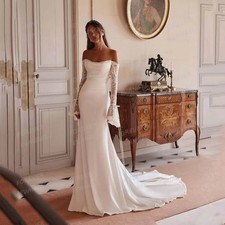 Luxury Mermaid Wedding Dresses Long Sleeve Lace Off Shoulder Backless Bride Gown