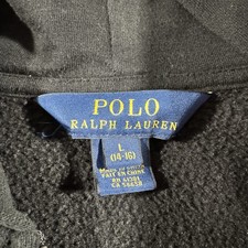 Polo Ralph Lauren Full Zip Hoodie Black Red Pony Logo Youth L 14  16 