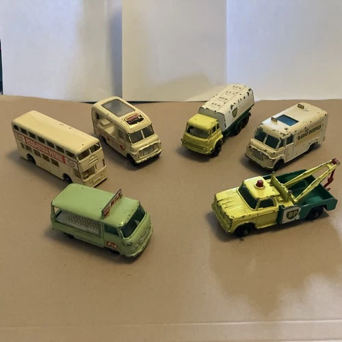 6 matchbox Lesney Commercial Vehicles - ice cream, milk float, tanker etc
