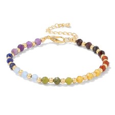 Tiny Crystal Beads Bracelet Colorful Natural Stone Adjustable Link Bracelet for
