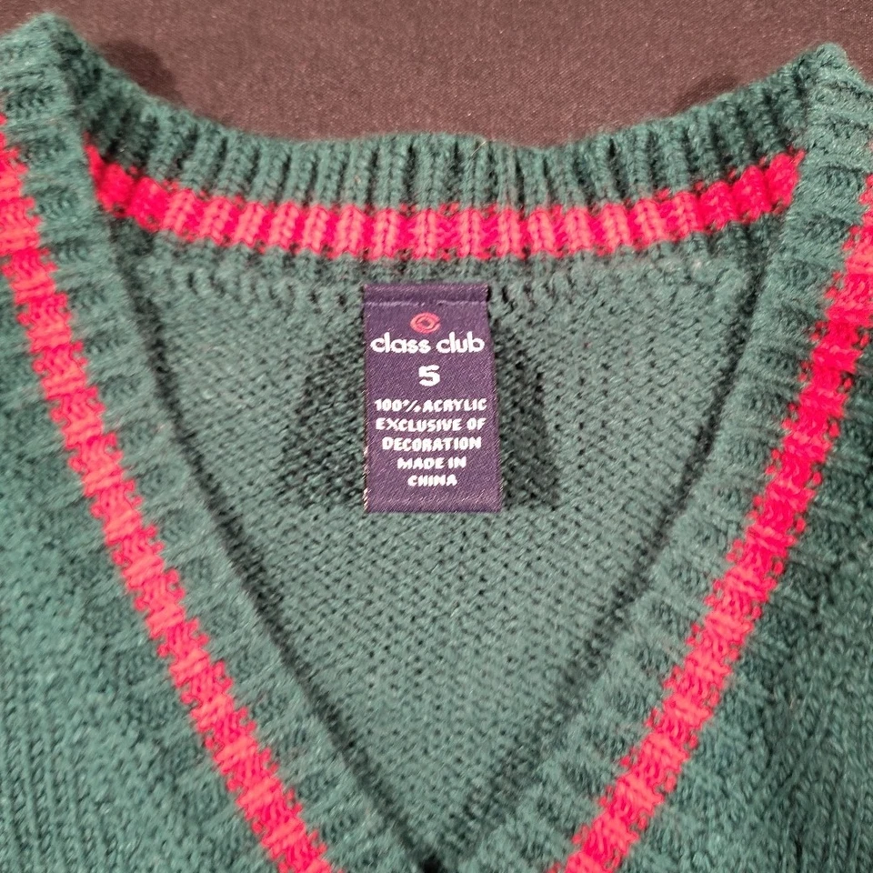 Class Club Santa Trineo Reno Suéter Chaleco Talla 5 Niños Navidad Foto 2 de 4