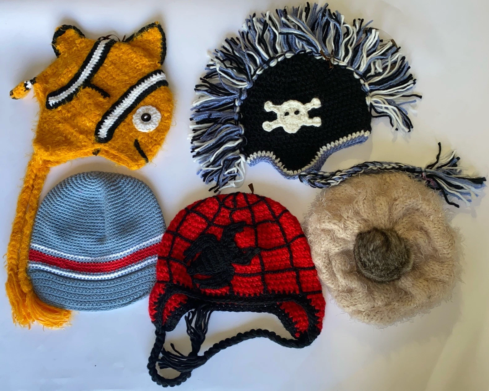Lot Of 5 Baby Boy Hat Beanie 12-24 Months,Blue ,White ,Red NEW!