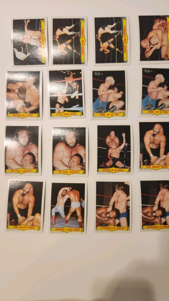 Juego parcial de cartas de lucha libre Topps WWF 1985 Hulk Hogan 81 cartas duplicadas totales Foto 3 de 4