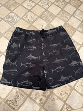Uzzi Men's Size Medium Swim Trunks Black With Drawstring