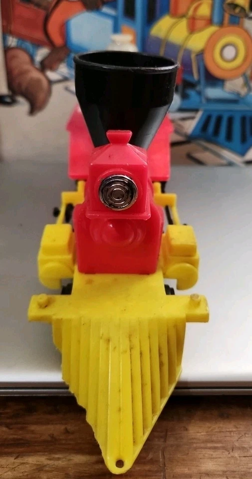 Vintage Tim-Mee Toys 7676/81 Red & Yellow Plastic Steam Engine Train  - Image 2 of 4