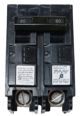 SIEMENS B280HH 2 Pole 80 AMP Type HBL Bolt In Circuit Breaker HACR Type 120 240