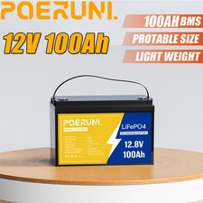 Poeruni 12v 100ah Lifepo4 Lithium Battery 8000 Deep Cycle For Solar Rv Marine Poeruni 12v 100ah Lifepo4 Lithium Battery 8000 Deep Cycle For Solar Rv Marine