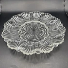 Vintage Anchor Hocking Clear Glass Deviled Egg Plate With Scalloped Edge