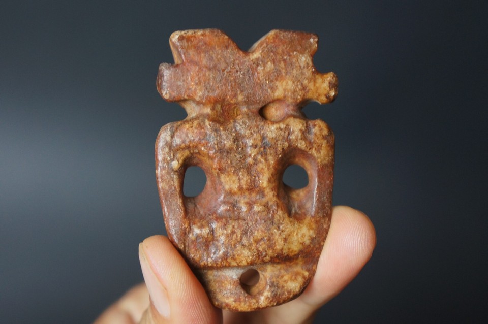 2.55" Old Chinese HongShan culture jade Sun God Helios Talisman Pendant