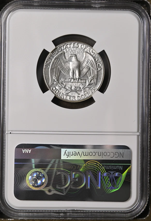 :1964-P S25C WASHINGTON QUARTER NGC NEAR SUPERB BU MS 66 RARE R3 HIGHEST GRADES - Image 2 of 2
