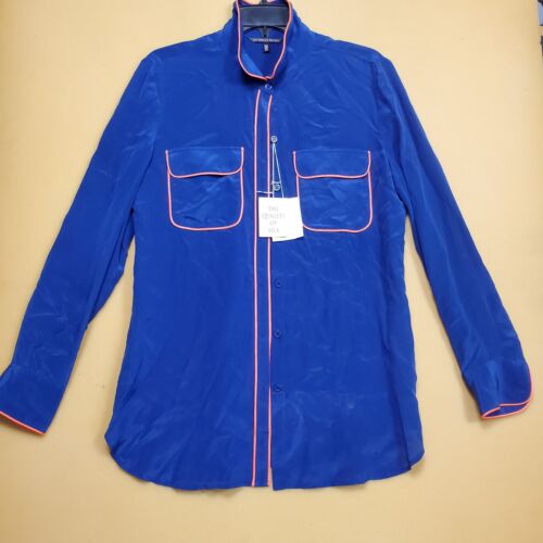 Vintage Victoria's Secret 100% Silk Blue Night Shirt PJ Top Women Size S/P - NEW