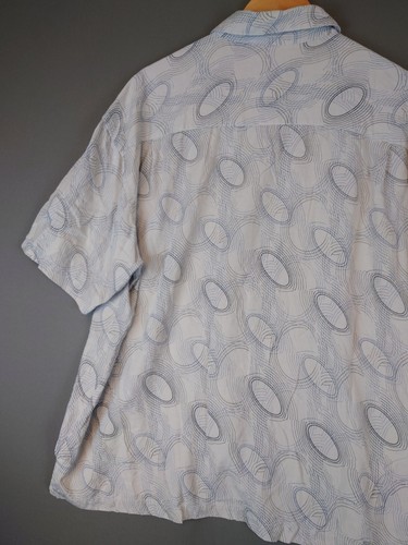 Geoffrey Beene 100% Silk Short Sleeve Geometric Button Shirt Men's Size XL - Picture 10 of 12