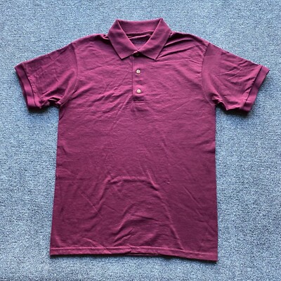 Gildan Polo Shirt Mens Small Burgundy Collared DryBlend Ribbed