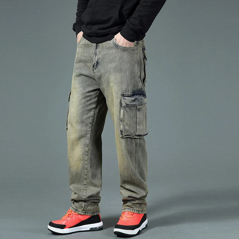 Side Trousers eBay Cargo Pants Pocket Distressed Pants | Men Denim Jeans Loose Casual