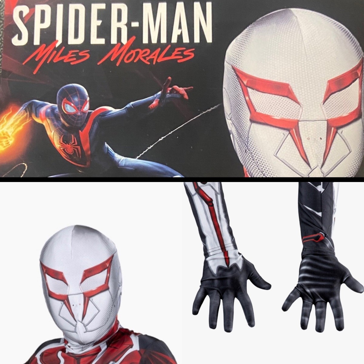 Miles Morales Spider-Man 2099 White Adult Mask And Gloves | eBay