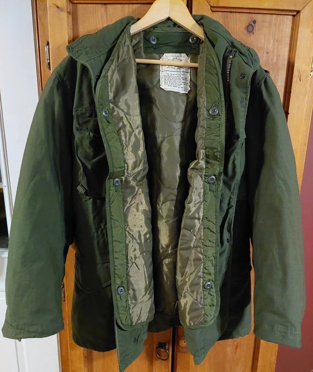 Vintage Army Cold Weather Field Coat & Liner Mens OD Green Medium Long  DLA100-80