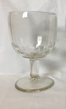 VTG 10 oz Goblet Glass Clear Thumbprint Dimpled Heavy Thick Glass